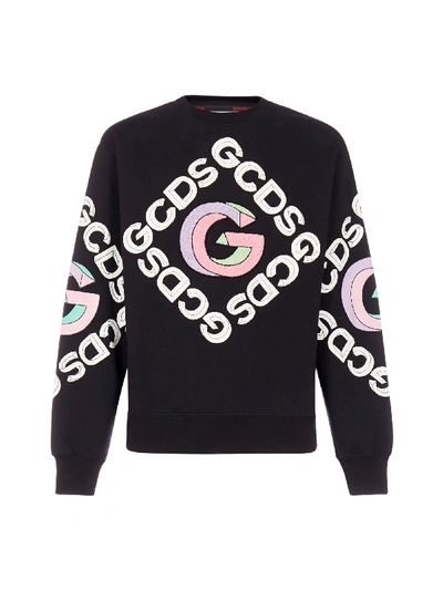 Shop Gcds 3d Logo Cotton Sweatshirt In Black