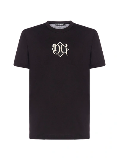 Shop Dolce & Gabbana Logo-patch Cotton T-shirt In Nero
