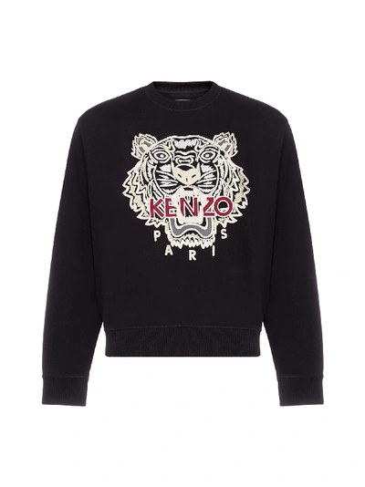 Shop Kenzo Tiger-logo Cotton Sweatshirt In Noir