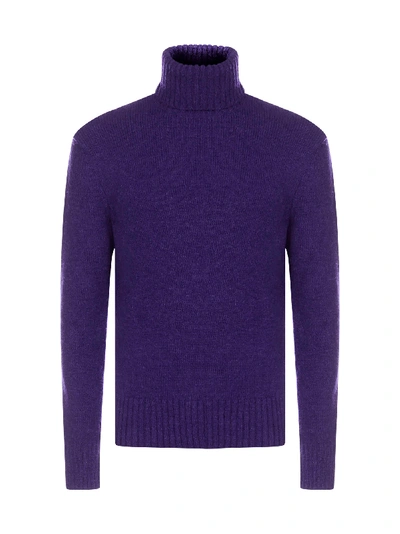Shop Ami Alexandre Mattiussi Alpaca And Wool-blend Turtleneck In Violet