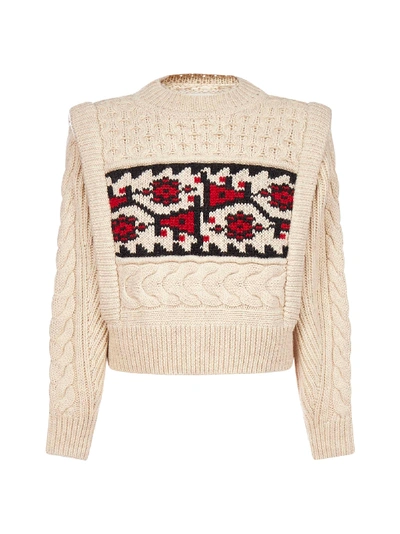 Shop Isabel Marant Étoile Rioja Intarsia-motif Wool Sweater In Red Faded Black