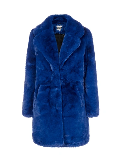 Shop Apparis Sasha Faux Fur Coat In True Blue