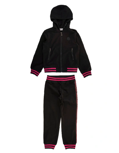 Shop Moncler Kid Black-fuchsia Sports Suit