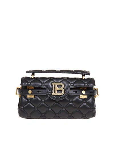Shop Balmain Bbuzz Baguette B-buzz 26 In Black Quilted Leather