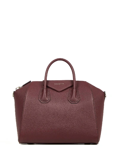 Shop Givenchy Gicenchy Antigona Medium Hand Bag In Aubergine
