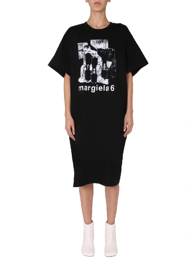 Shop Mm6 Maison Margiela Round Neck Dress In Black