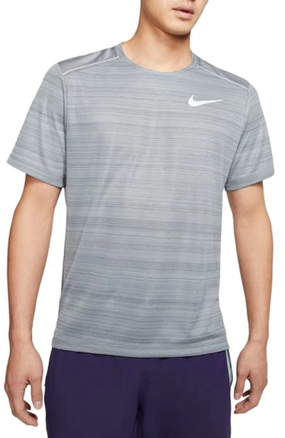 Shop Nike Miler Dri-fit Running T-shirt In Smoke Grey/ Heather/ Silver