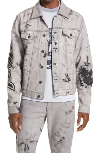 Shop Off-white Pivot Tie Dye Denim Jacket In Grey Black