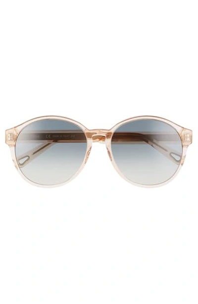 Shop Chloé Willow 57mm Round Sunglasses In Transparent Peach