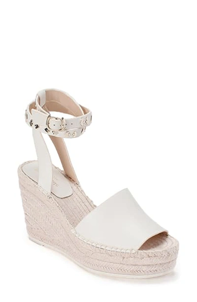 Shop Kate Spade Frenchy Ankle Strap Espadrille Wedge Sandal In Parchment Leather
