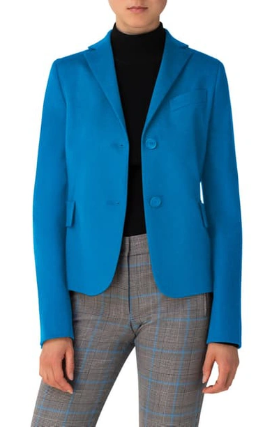 Shop Akris Punto Virgin Wool & Cashmere Blazer In Japan Blue