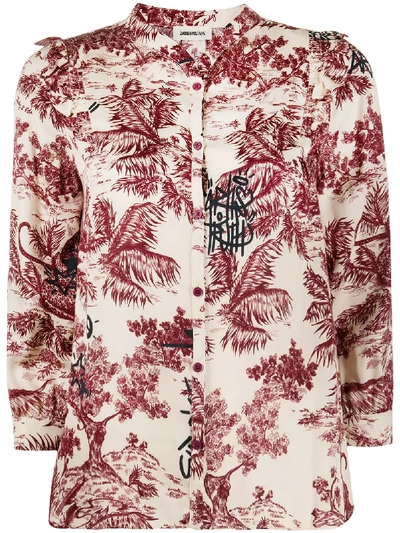 Shop Zadig & Voltaire Collarless Three-quarter Sleeve Shirt In Neutrals