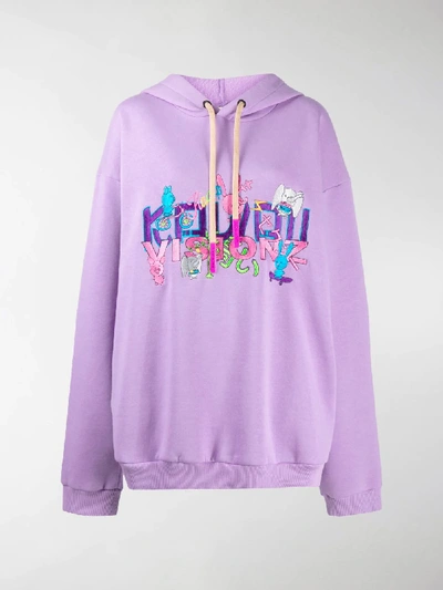 Shop Natasha Zinko Oversize Embroidered Hoodie In Purple
