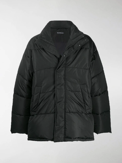 Shop Balenciaga Concealed Fastening Padded Jacket In Black