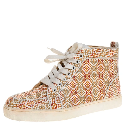 Pre-owned Christian Louboutin Multicolor Woven Leather Rantus Orlato High Top Trainers Size 39