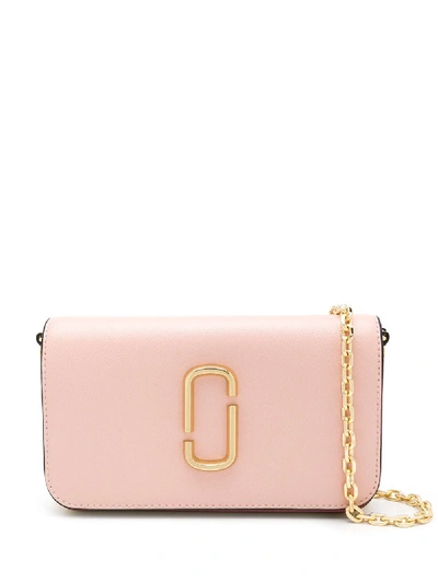 Shop Marc Jacobs Snapshot Leather Chained Wallet In Pink