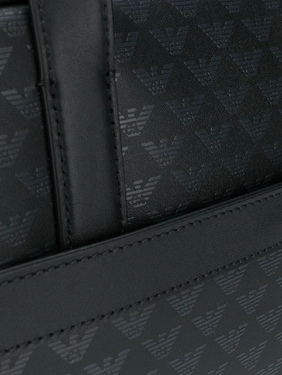 Shop Emporio Armani Leather Briefcase Bag In Black