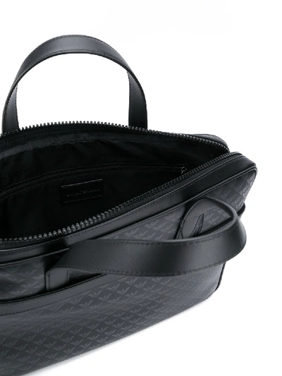 Shop Emporio Armani Leather Briefcase Bag In Black
