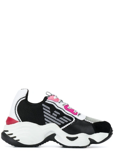 Shop Emporio Armani Leather Sneakers In Pink