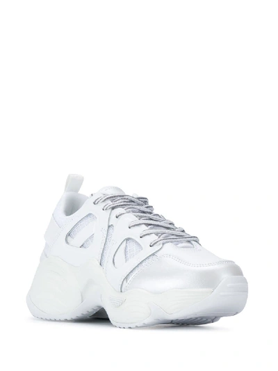 Shop Emporio Armani Leather Sneakers In White