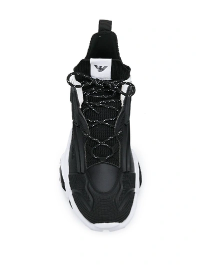 Shop Emporio Armani Leather Sneakers In Black