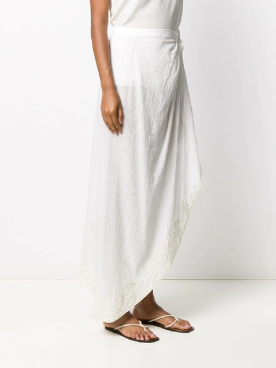 Shop La Perla Love Journey Cotton Skirt In White