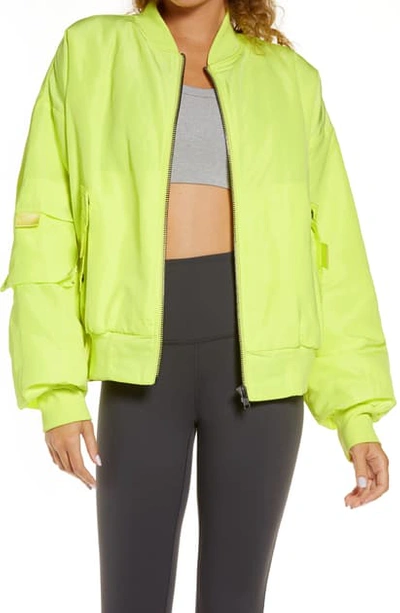 Shop Alo Yoga It Girl Bomber Jacket In Shock Yellow