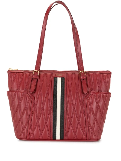 Shop Bally Damirah Quilted Leather Tote Bag In Red