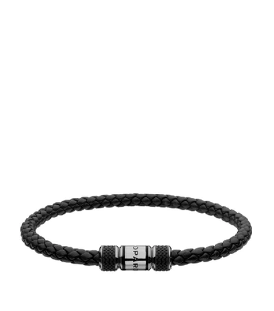 Shop Chopard Leather And Palladium Classic Racing Bracelet In Black