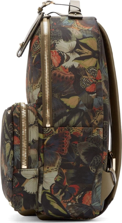 Shop Valentino Green Camo Butterfly Rockstud Backpack