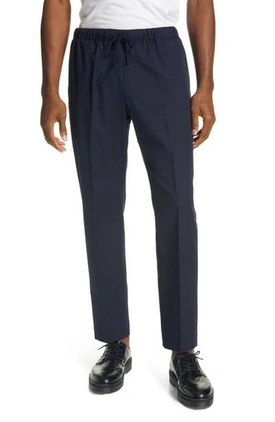 Shop Dries Van Noten Perkino Drawstring Waist Pants In Navy