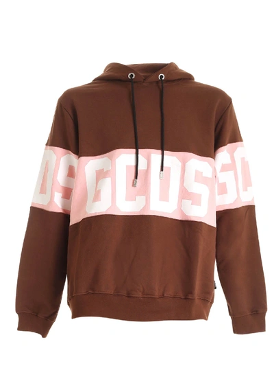 Shop Gcds Cotton Hoodie In Brown And Pink