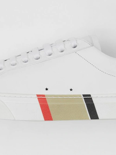 Shop Burberry Bio-based Sole Leather Sneakers In Optic White
