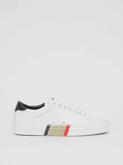 Shop Burberry Bio-based Sole Leather Sneakers In Optic White