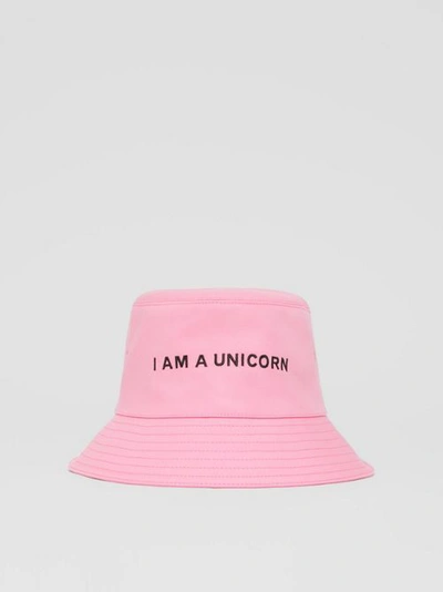 Shop Burberry Swan Appliqué Cotton Twill Bucket Hat In Bubblegum Pink