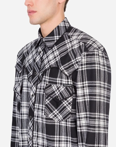 Shop Dolce & Gabbana Wool Tartan Shirt In Multicolor