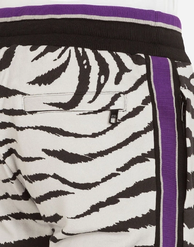 Shop Dolce & Gabbana Jersey Jogging Pants With Zebra Print In Animal Print