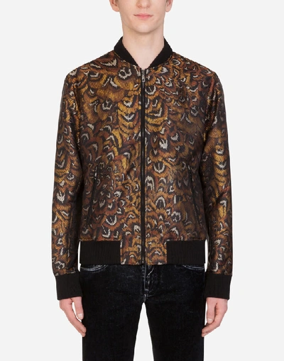 Shop Dolce & Gabbana Feather-print Jacquard Jacket
