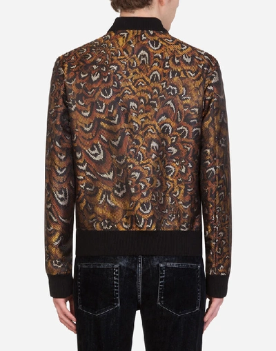 Shop Dolce & Gabbana Feather-print Jacquard Jacket