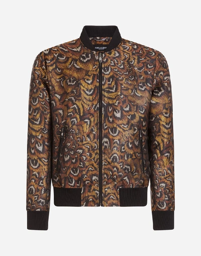 Shop Dolce & Gabbana Feather-print Jacquard Jacket