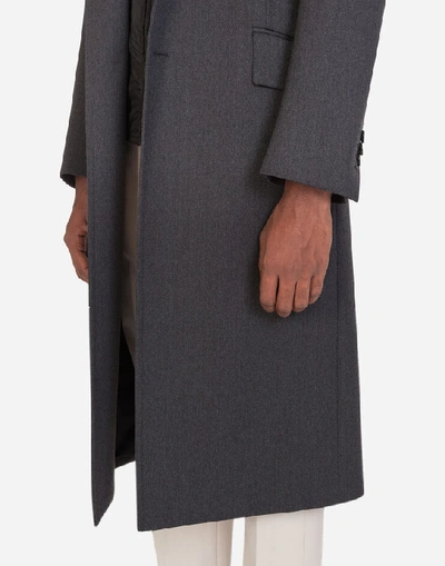 Shop Dolce & Gabbana Wool Coat With Detachable Quilted Vest