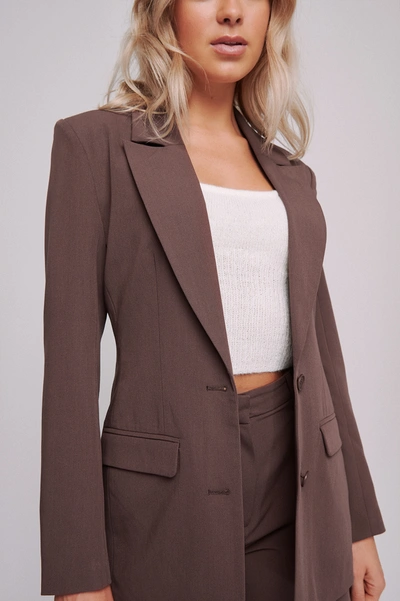 Shop Selma Omari X Na-kd Long Oversized Blazer Brown