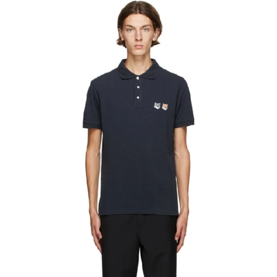 MAISON KITSUNE 灰色 DOUBLE FOX HEAD POLO 衫