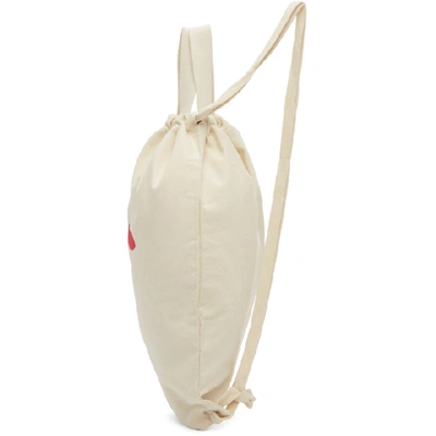 Shop Maison Kitsuné Off-white Tricolor Fox Tote Backpack In Ecru