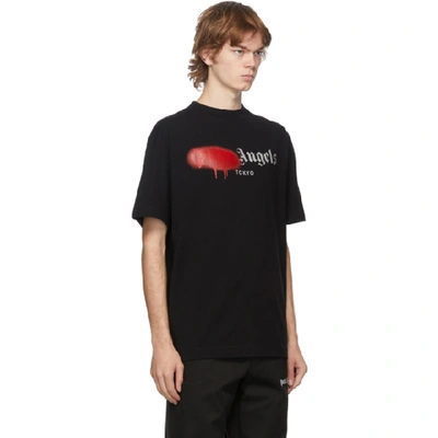 Shop Palm Angels Black Tokyo Logo Sprayed T-shirt In Black/red