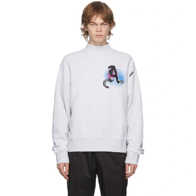 Shop Palm Angels Grey 'air' Mock Neck Sweatshirt