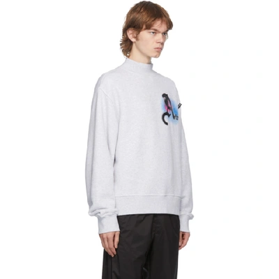 Shop Palm Angels Grey 'air' Mock Neck Sweatshirt