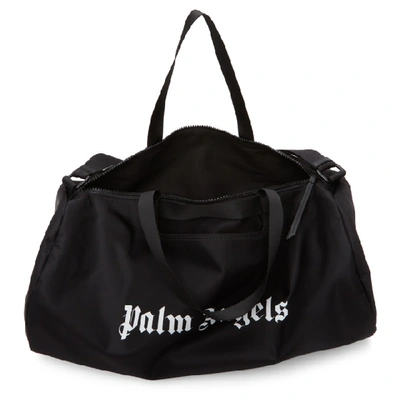 Shop Palm Angels Black Logo Gym Duffle Bag In Black/white