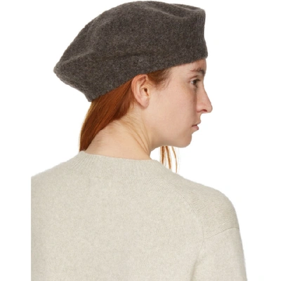 Shop Lauren Manoogian Grey Horizontal Beret In Ptn Patina