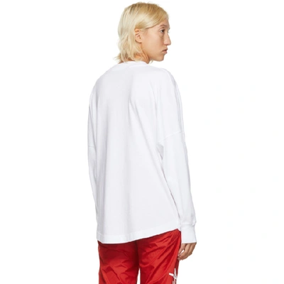 Shop Palm Angels White Desert Logo Oversized Long Sleeve T-shirt